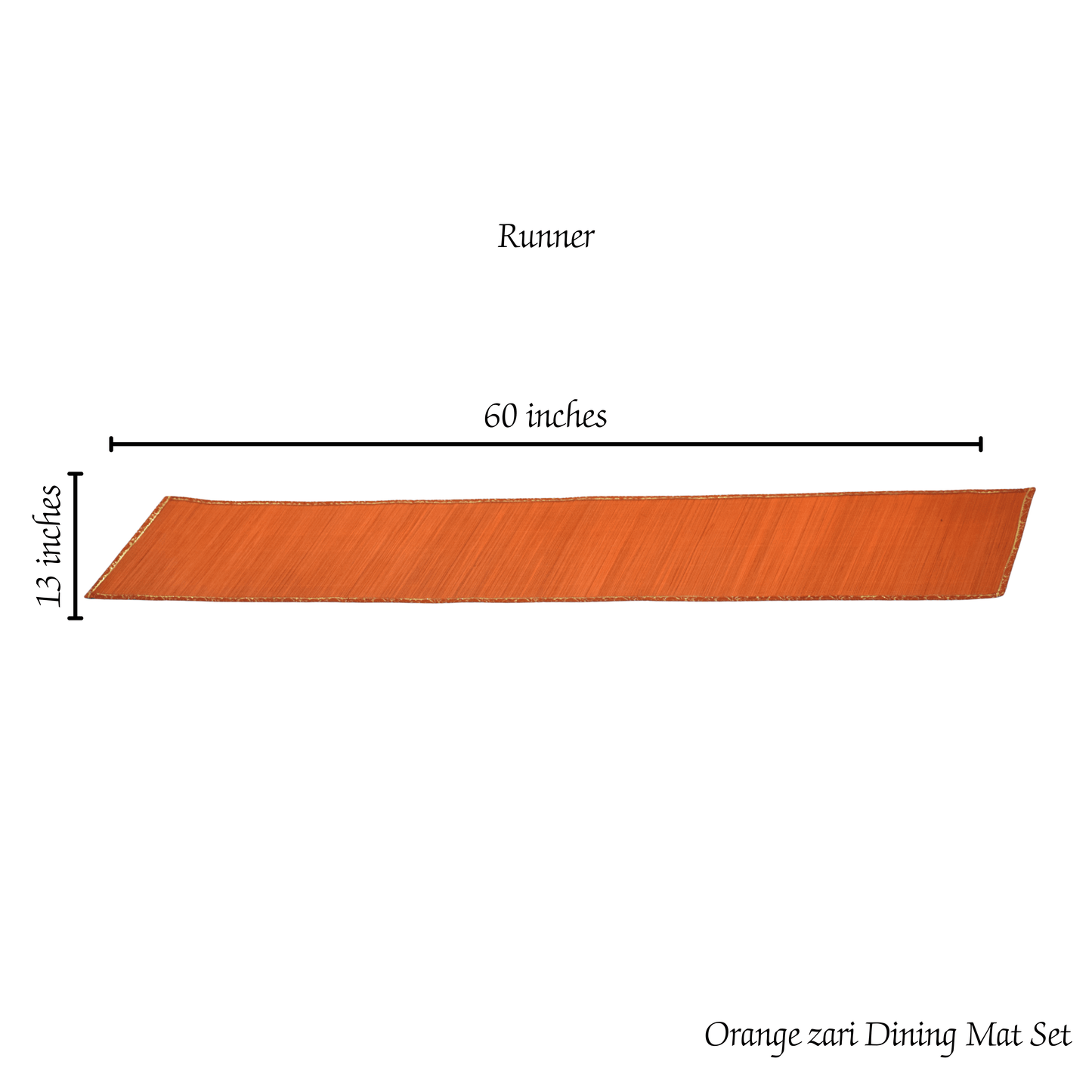 Zari Series | Bamboo Table Runner - Orange with Marigold Zari Accents