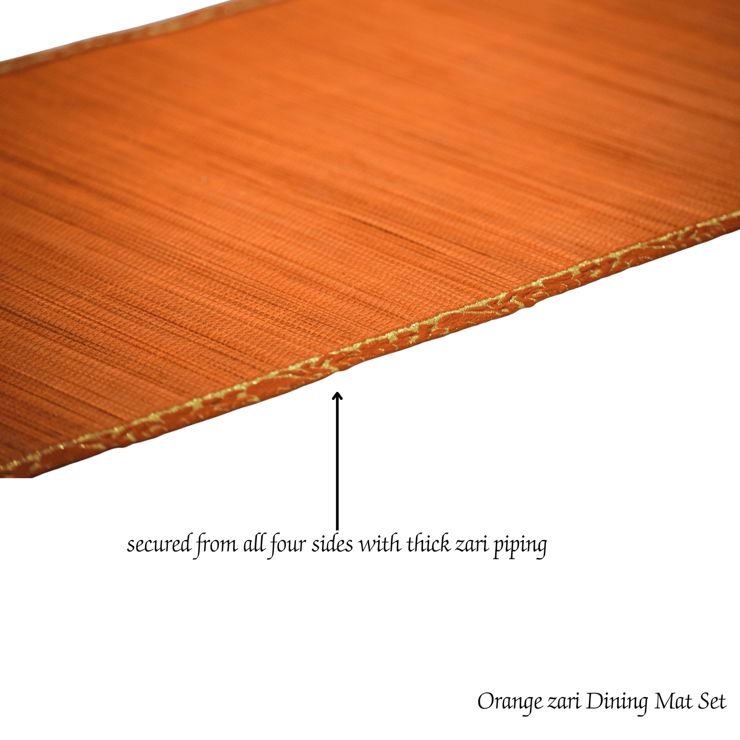 Zari Series | Bamboo Table Runner - Orange with Marigold Zari Accents