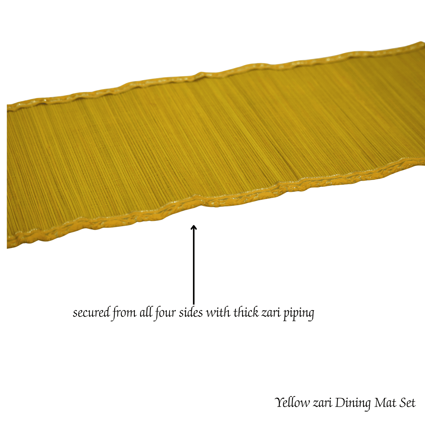 Zari Series | Bamboo Placemats (Set of 6) - Sun Yellow with Canary Zari Weave