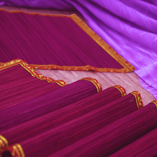 Zari Series | Bamboo Placemats (Set of 6) - Pink with Rose Zari Finish