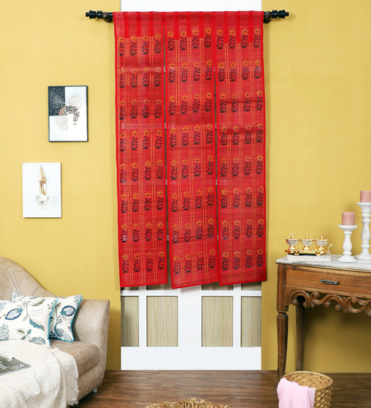 Three Panel Bamboo Curtain - Red
