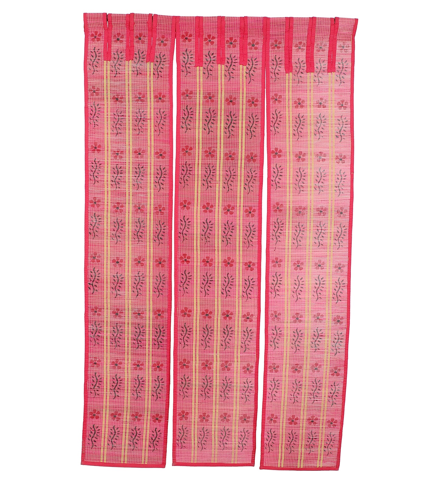 Three Panel Bamboo Curtain - Pink