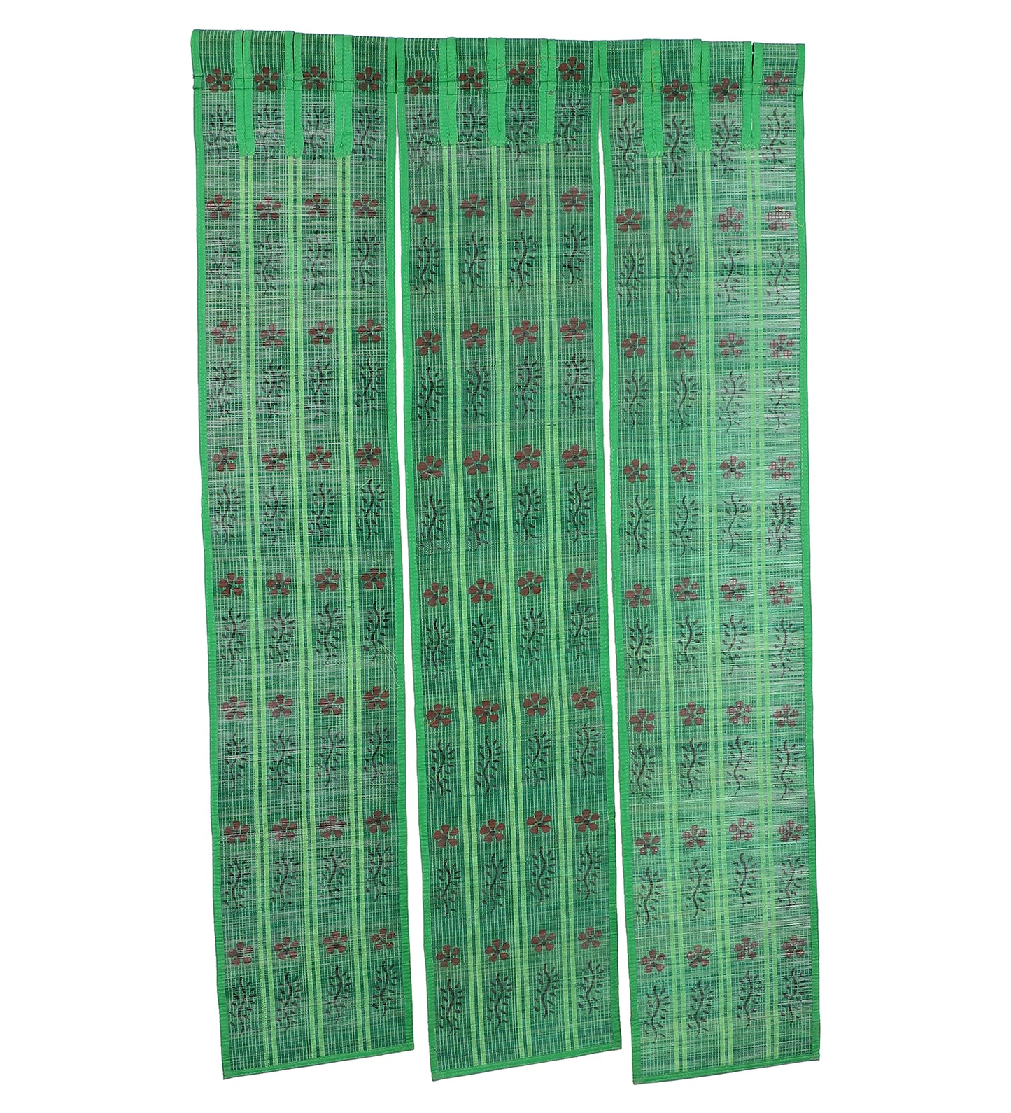 Three Panel Bamboo Curtain - Green