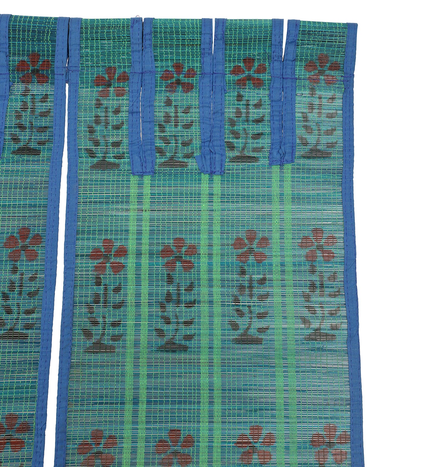 Three Panel Bamboo Curtain - Blue