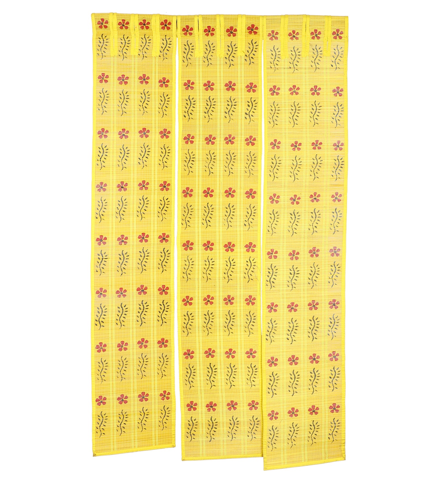 Three Panel Bamboo Curtain - Yellow