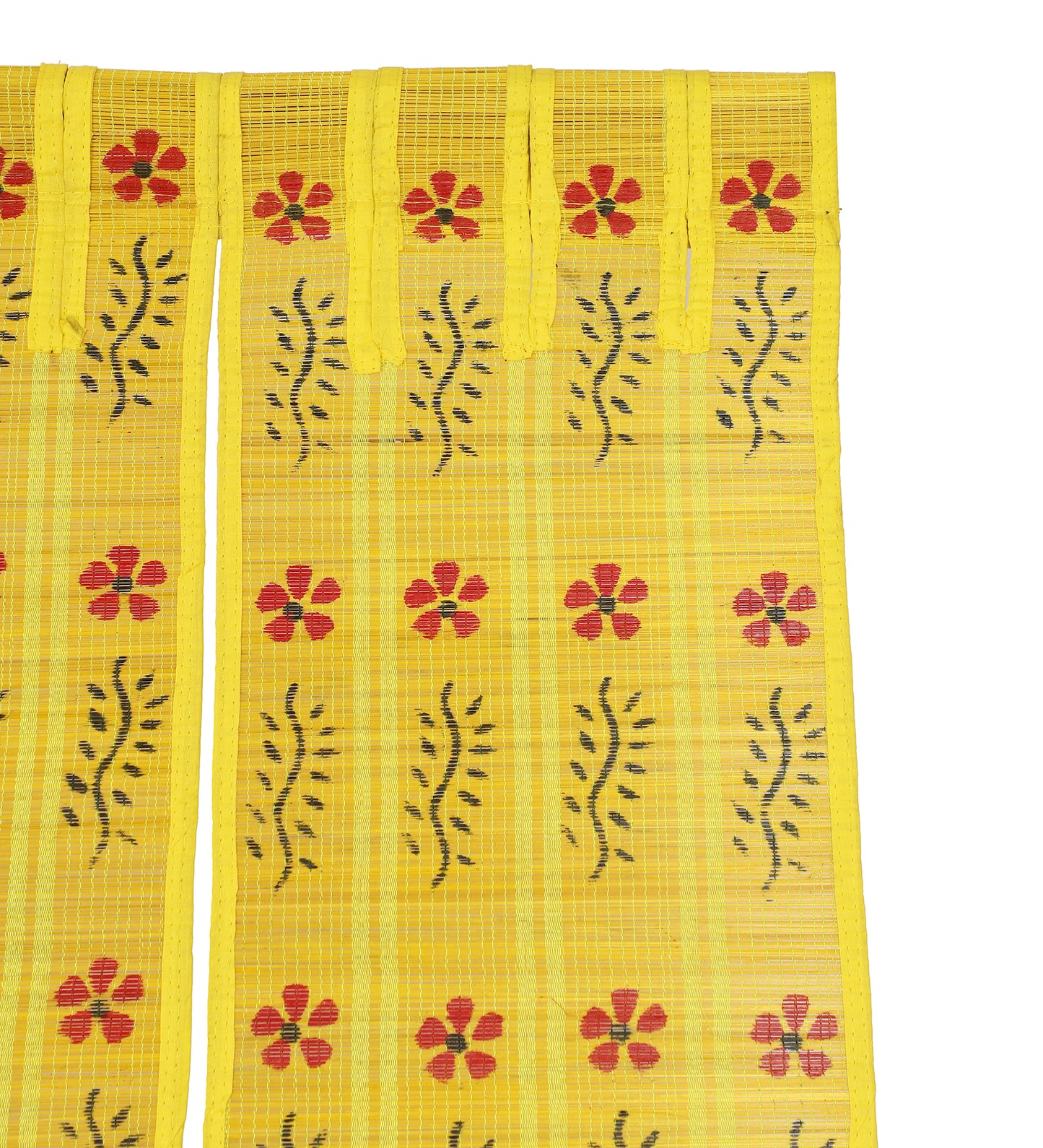 Three Panel Bamboo Curtain - Yellow