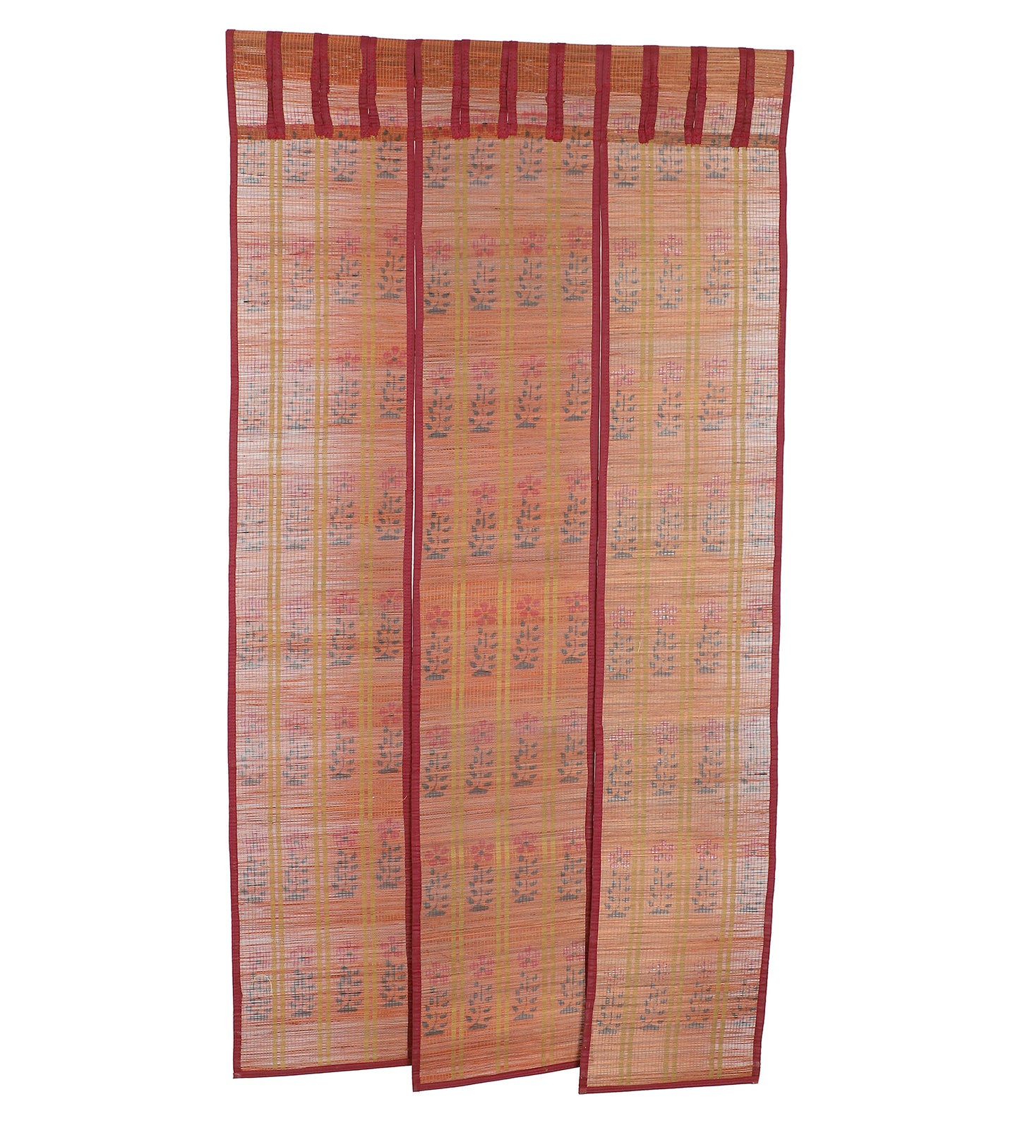 Three Panel Bamboo Curtain - Maroon