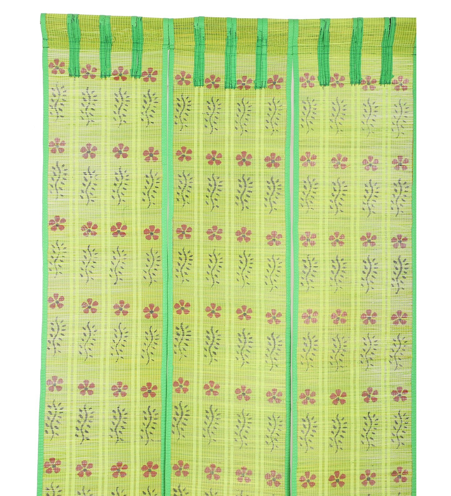 Three Panel Bamboo Curtain - Light Green