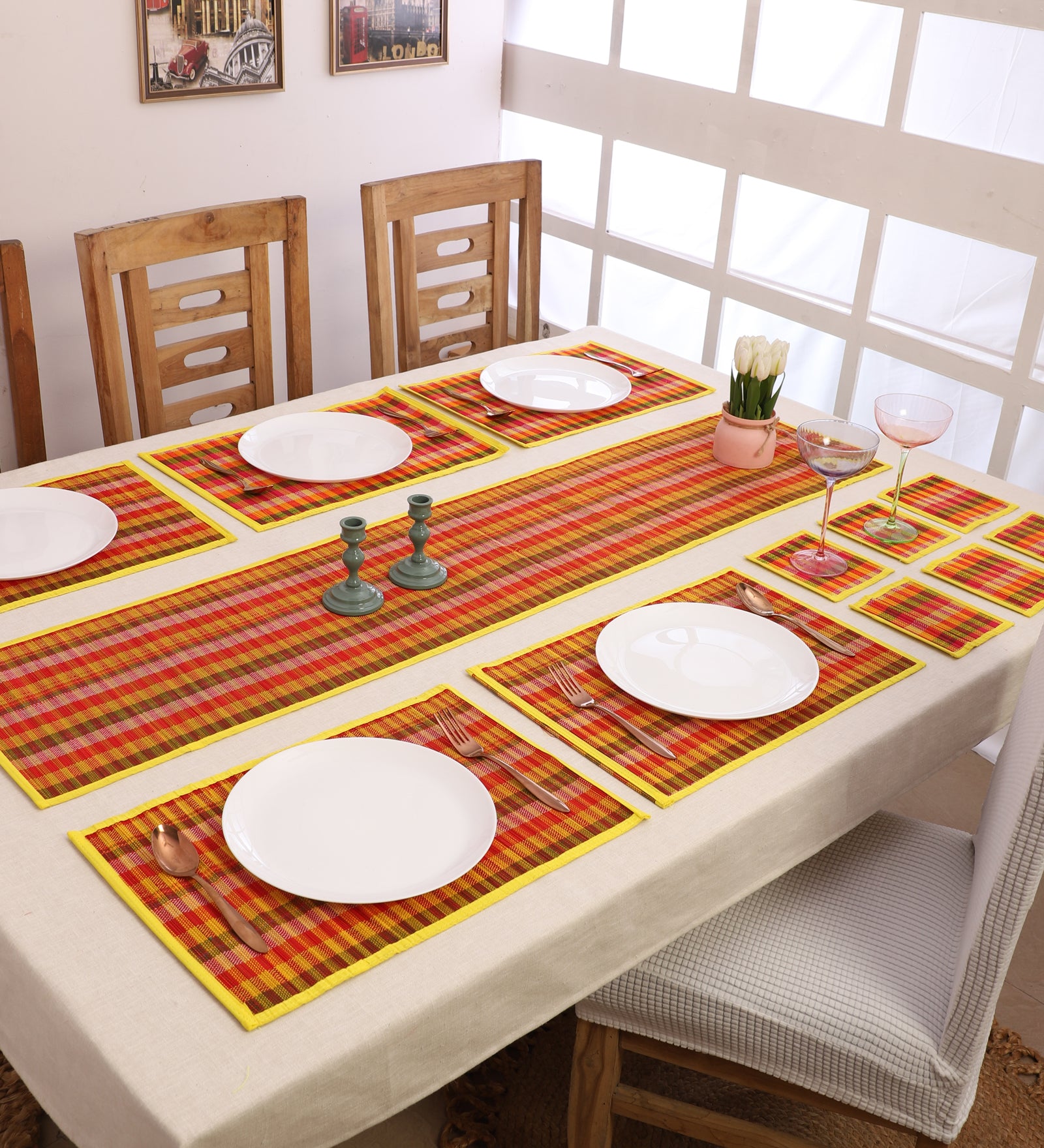 Ensemble de tapis de salle à manger en bambou