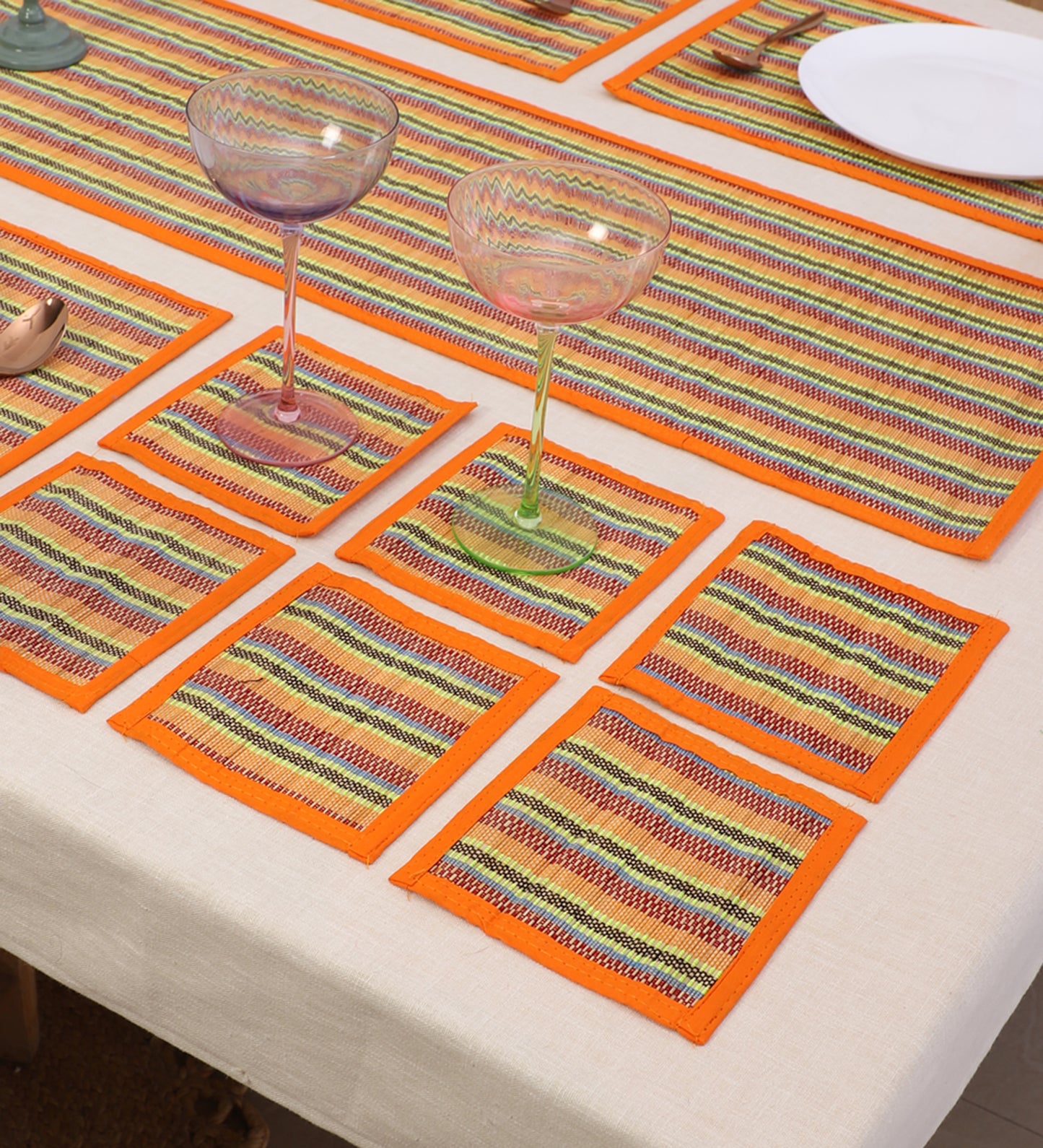 Curtain & Dining Mat Combo - Orange