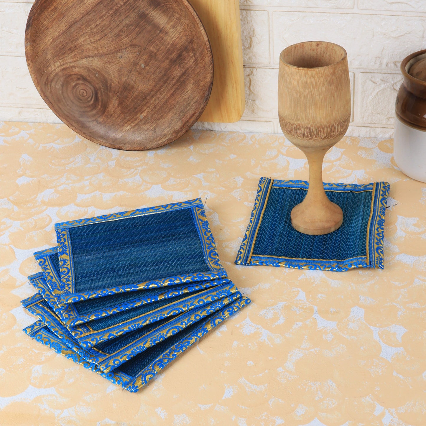 Curtain & Dining Mat Combo - Blue