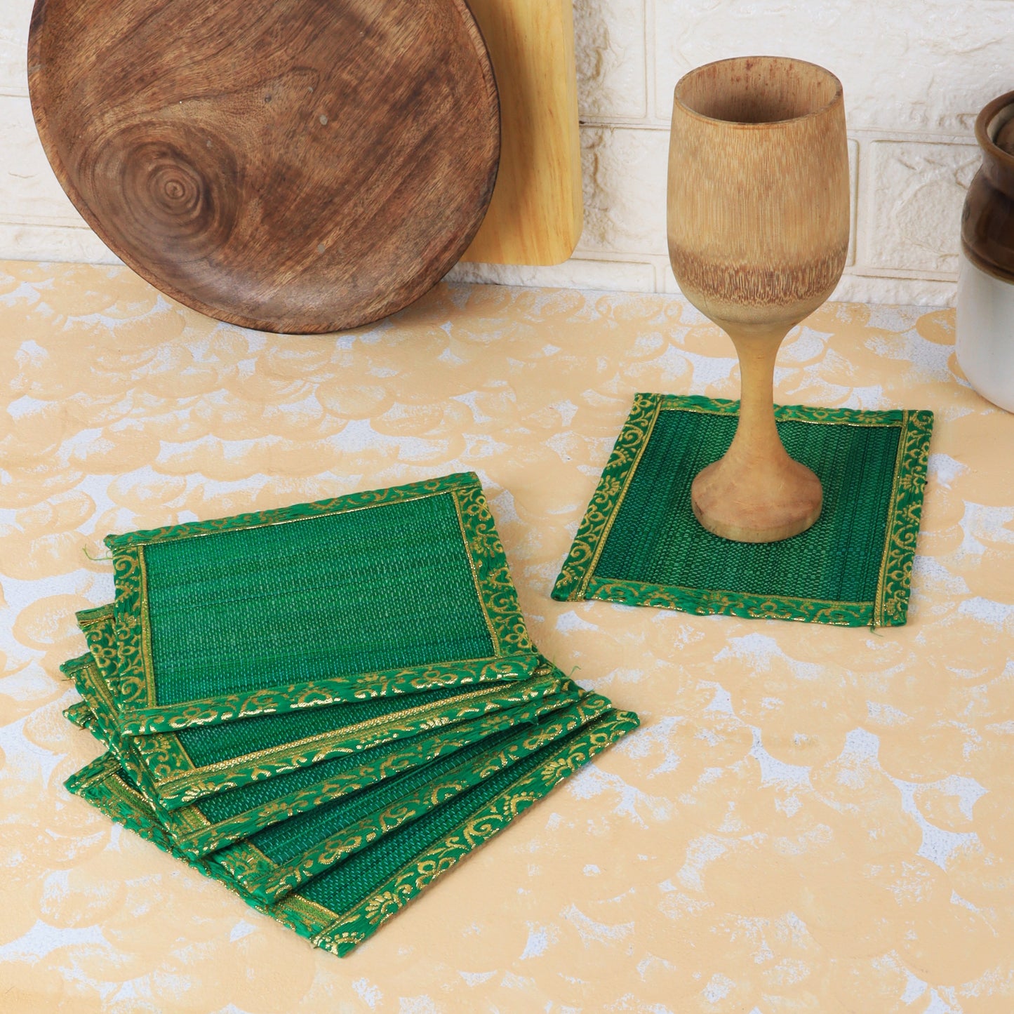 Curtain & Dining Mat Combo - Green