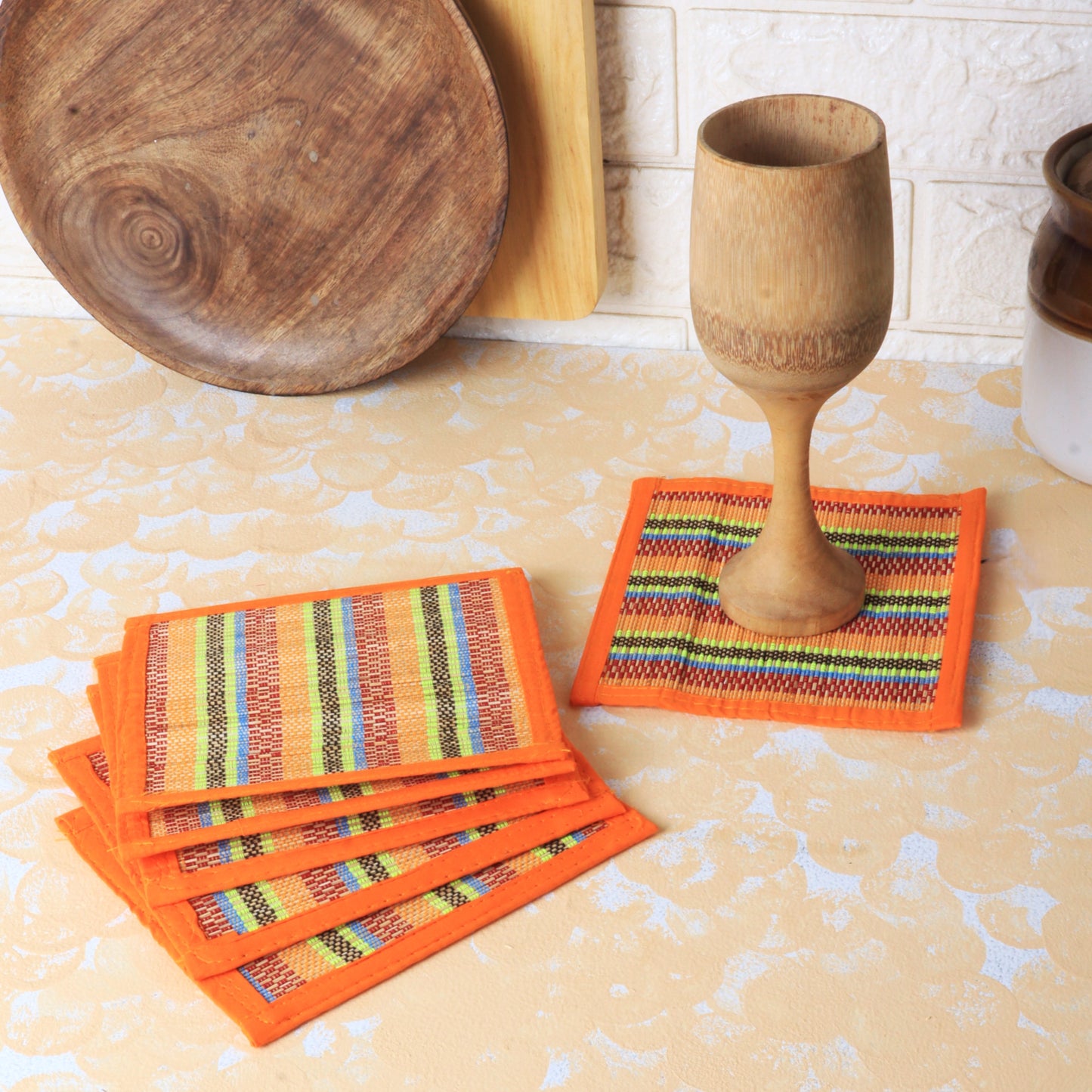 Bamboo Coasters - Multi Orange