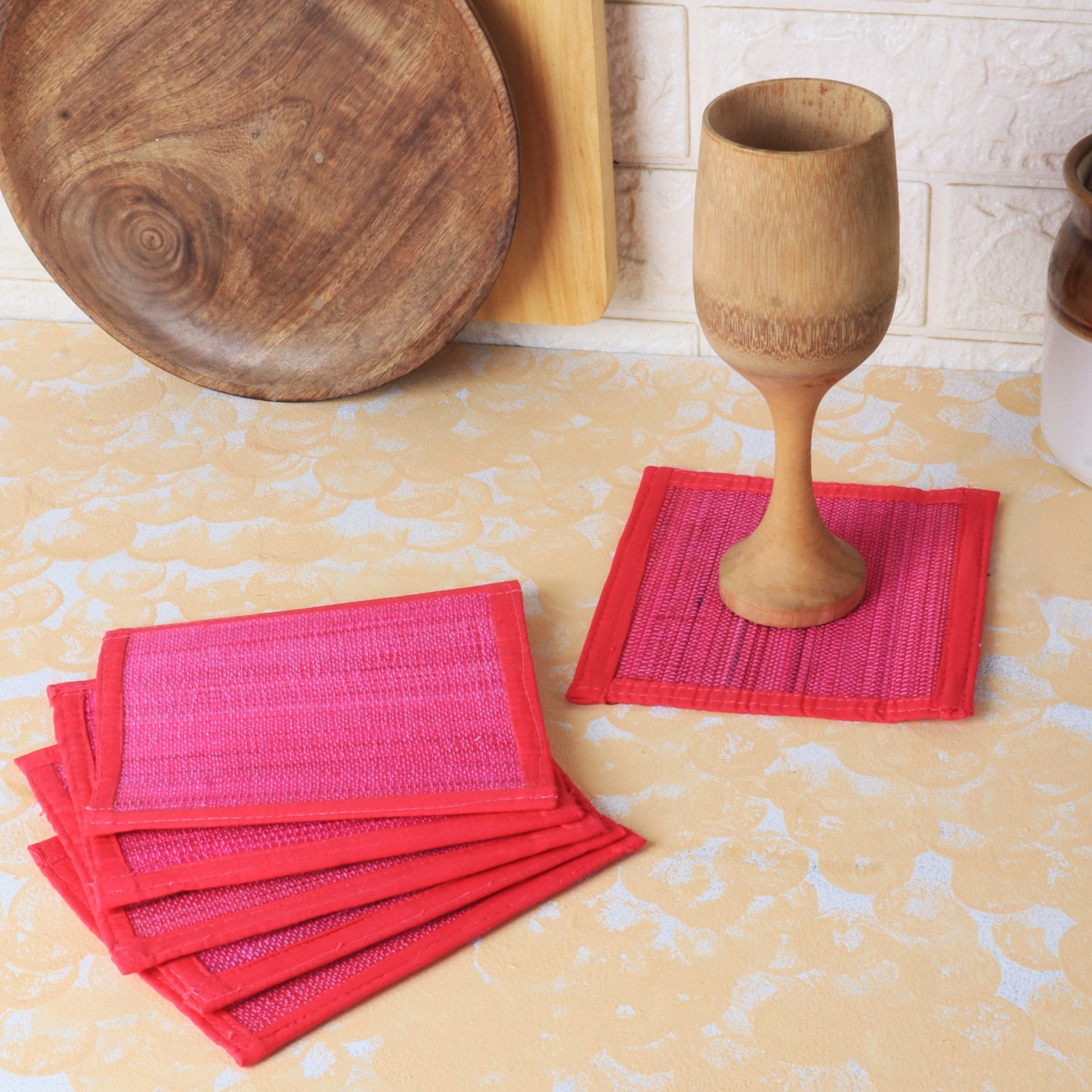 Curtain & Dining Mat Combo - Pink