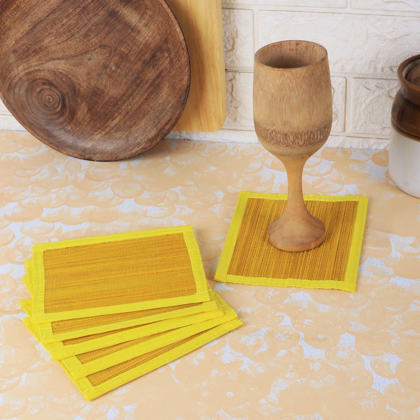 Bamboo Coasters - Yellow