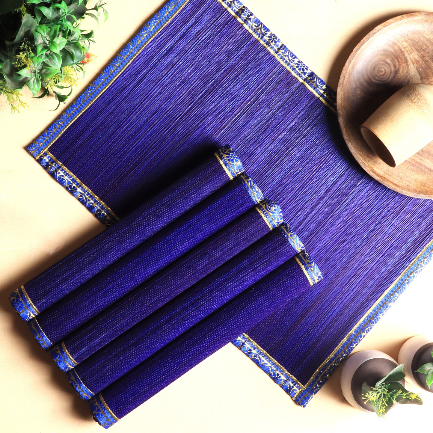 Curtain & Dining Mat Combo - Purple