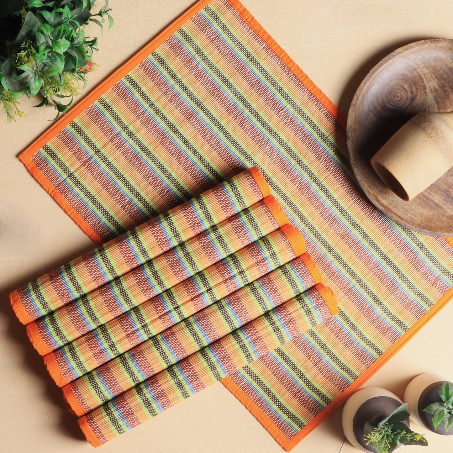 Curtain & Dining Mat Combo - Orange