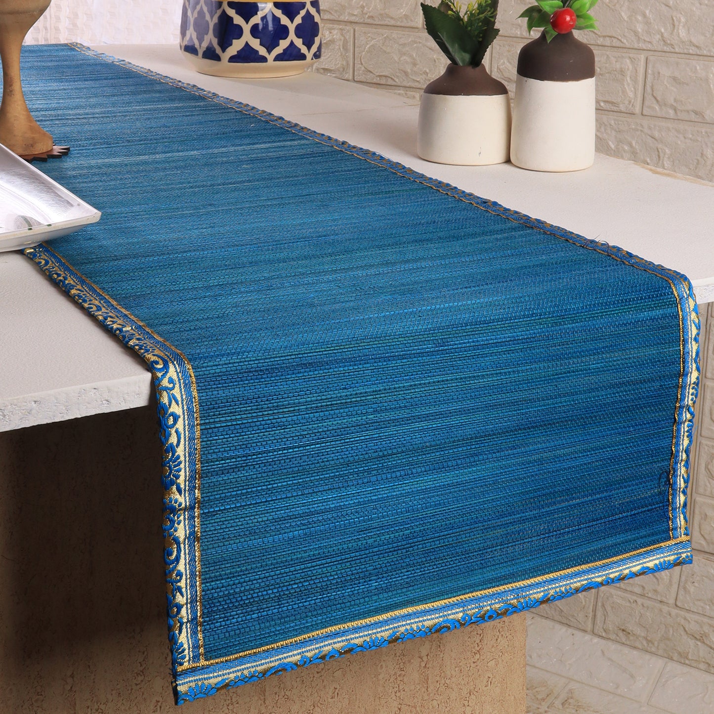 Curtain & Dining Mat Combo - Blue