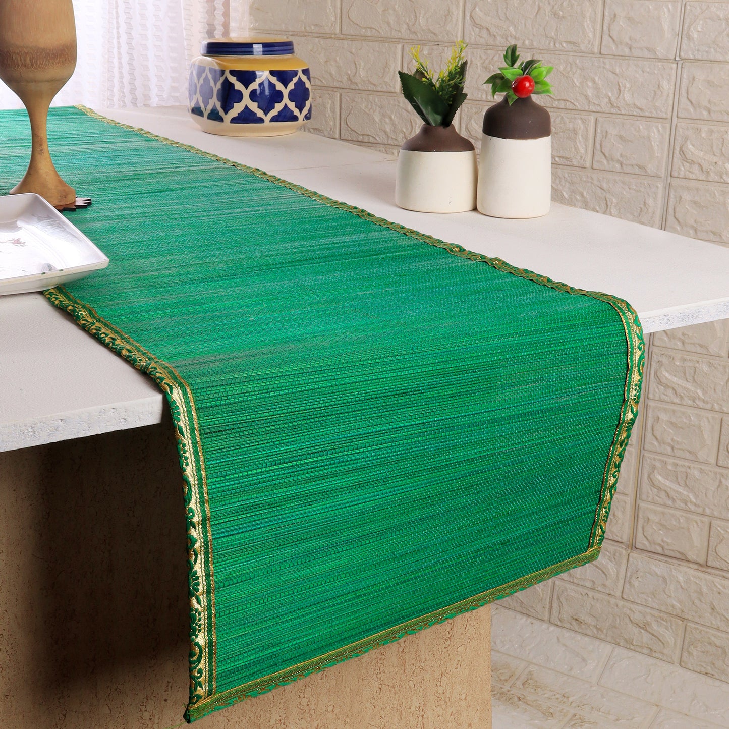 Curtain & Dining Mat Combo - Green