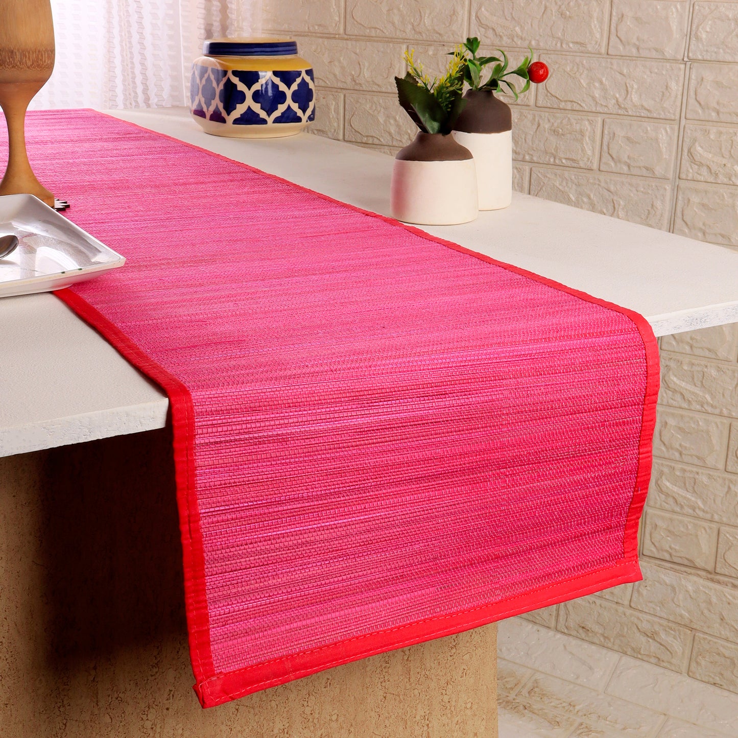 Curtain & Dining Mat Combo - Pink