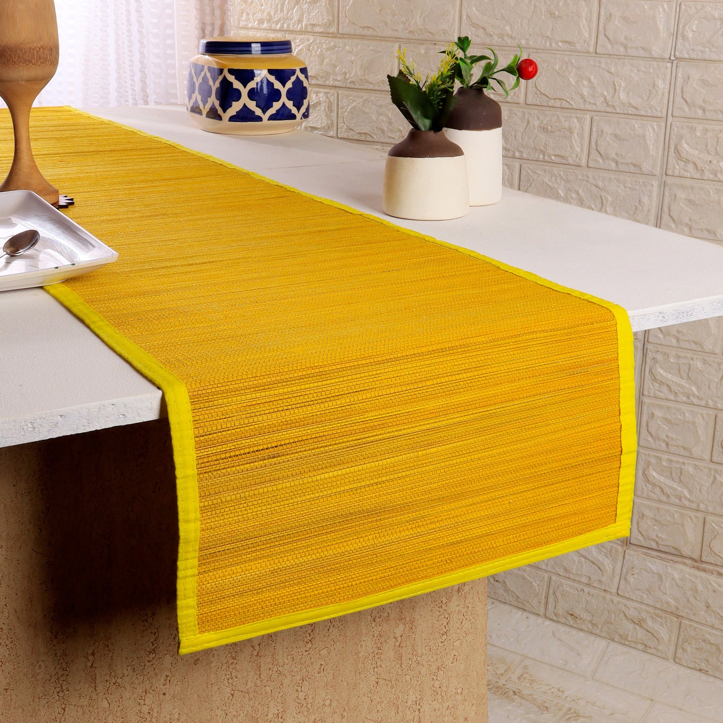 Curtain & Dining Mat Combo - Yellow