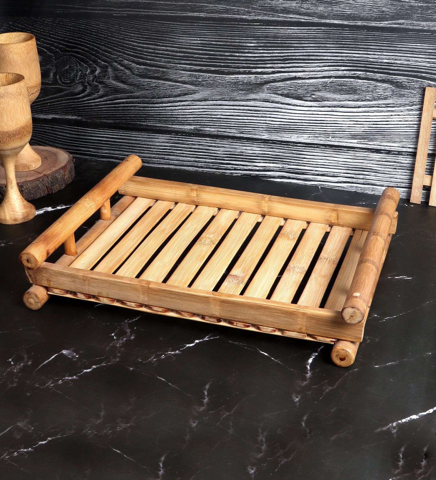 Bamboo Tray with Juice Glass