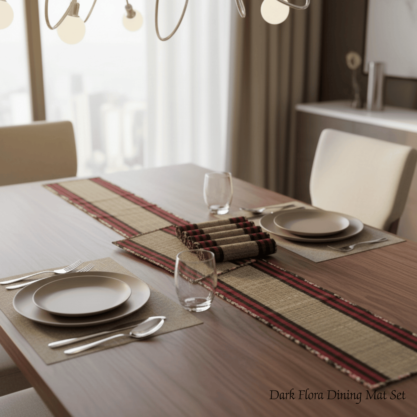 After Wait | Bamboo Table Runner – Floral Canvas Edge