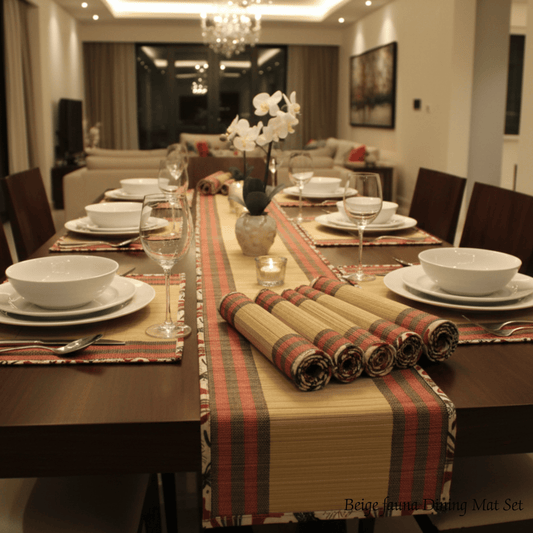 After Wait | Bamboo Table Runner – Elephant Print Canvas Border